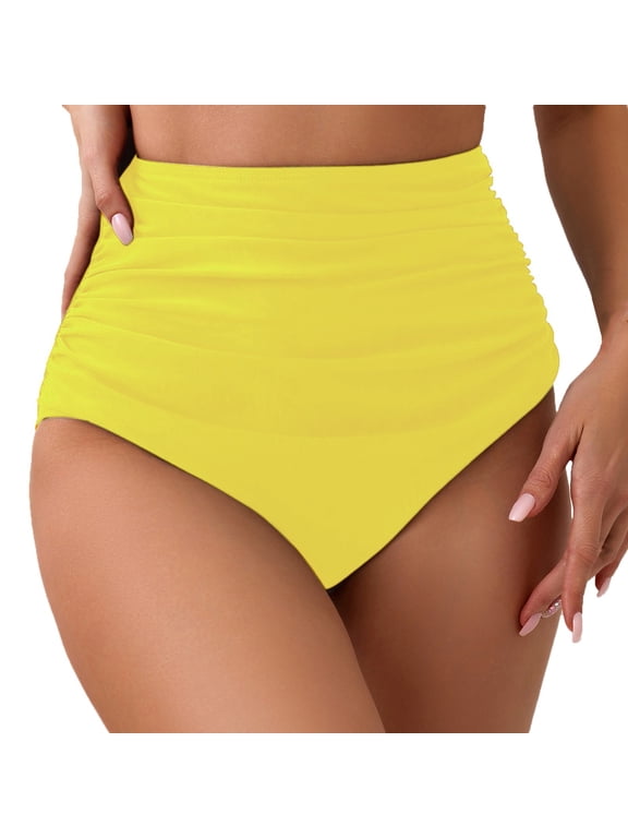 Women Underwear Brief High Waist Ruched Bottom with Wide Waist Panel Full Front Coverage And High Cut Leg Openings Underwear for Women