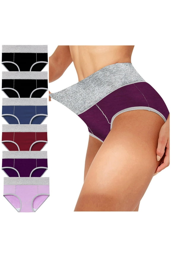 Women Underwear Brief Pack Of 4 Solid Color Patchwork Panties Knickers Bikini U