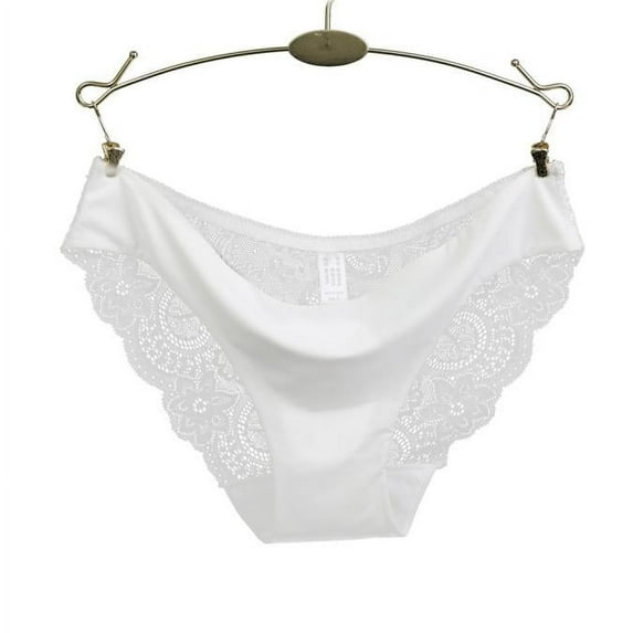 Women Underwear Brief lace Panties Seamless Cotton Panty Hollow White S
