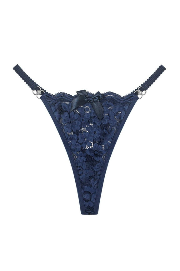 Thong Panties for Women Funny Tongs Blue Lace Underwear Cheeky Cotton Underwear for Women M
