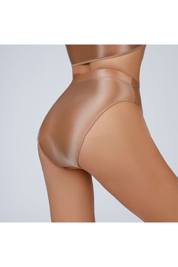 Women Underwear Glossy Briefs Wet Look Knickers Solid Shiny Panties Underpants