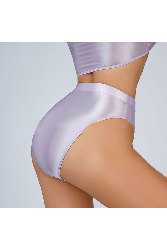 Women Underwear Glossy Briefs Wet Look Knickers Solid Shiny Panties Underpants