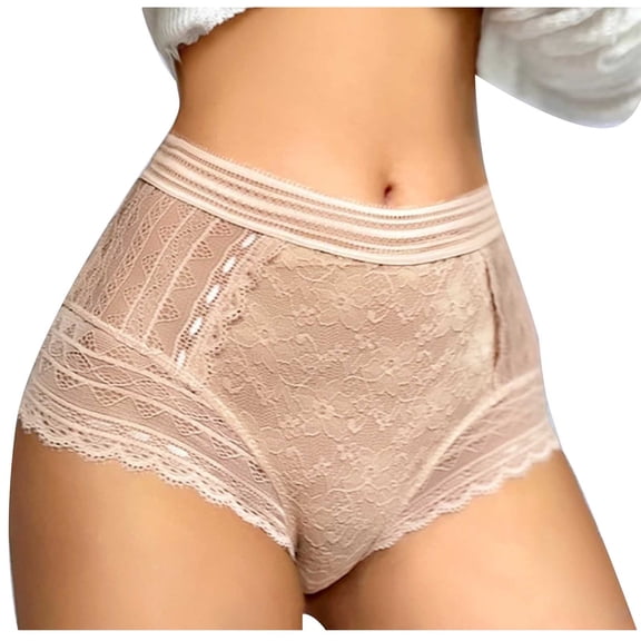 Women Underwear High Waisted Thongs Tummy Control Seamless Thongs Shapewear Lace Panties