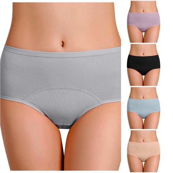 Women Underwear Pure Menstrual Side Leakage Panties, XXXL, Light Gray