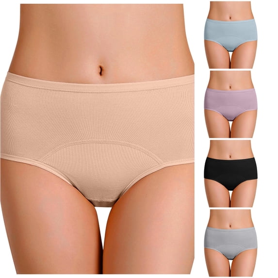 Women Underwear Pure Menstrual Side Leakage Panties, XXXXL, Beige
