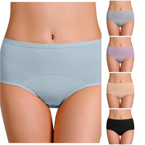 Women Underwear Pure Menstrual Side Leakage Panties, XXXXL, Light Blue