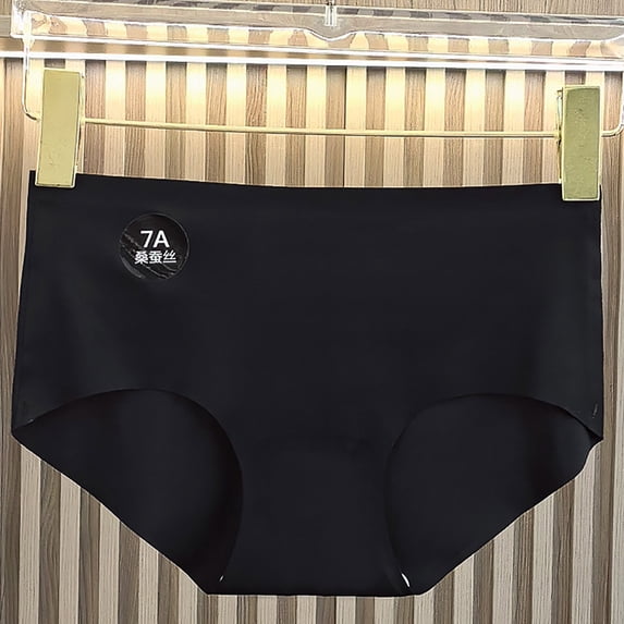 Women Underwear Seamless Women's Seamless High Waist Comfortable Body Breathable Underwear Solid Briefs Black M