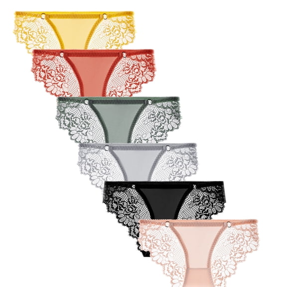 Women Underwear Soft Breathable Stretch Ladies Briefs, Multipack 7‑Color Lace Panties for Daily Wear