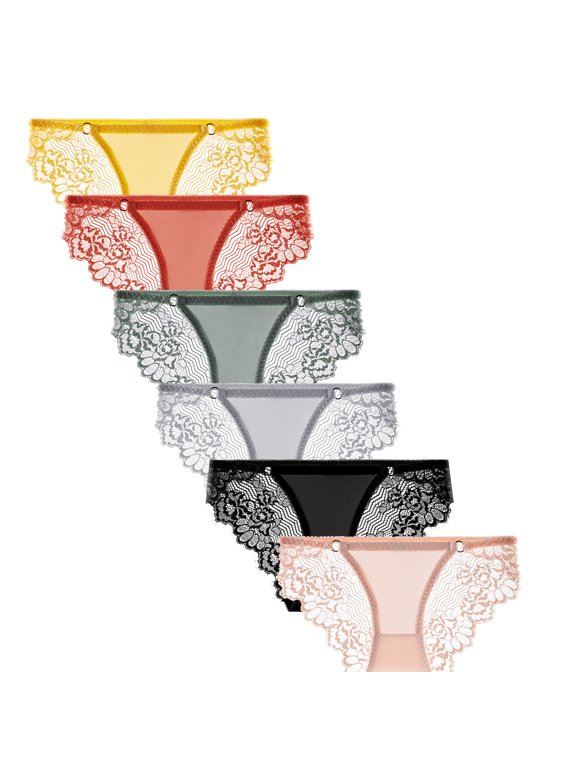 Women Underwear Soft Breathable Stretch Ladies Briefs, Multipack 8‑Color Lace Panties for Daily Wear