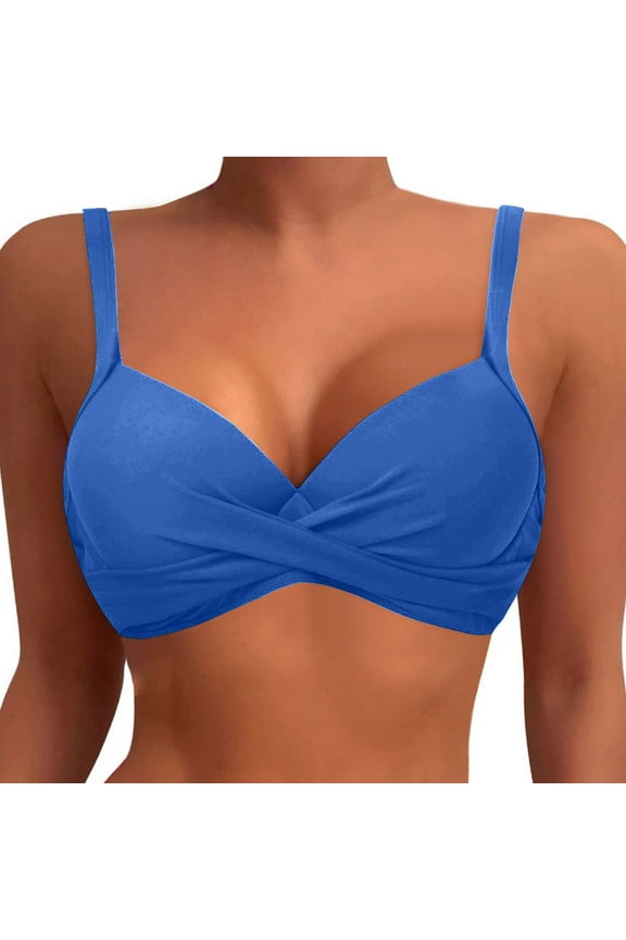Women Underwire Bikini Top Push Up Swim Top Bra - Polyester, Underwire & Adjustable Straps for Enhanced Support