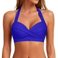 thumbnail image 1 of Women Underwire Bikini Top - Push Up Swimsuit Top Bra Padded Bathing Suit Twist Front Swimwear Royal Blue XL, 1 of 4