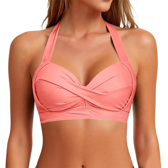 Women Underwire Bikini Top - Push Up Swimsuit Top Bra Padded Bathing Suit 2026 Twist Front Swimwear Watermelon Red 2XL