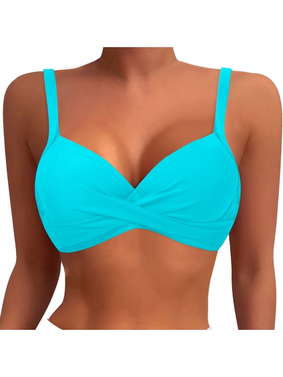 Women Underwire Bikini Top Push Up Swimwear Sweetheart Neckline 3-Gear Hook Closure Floral Design S-XXL