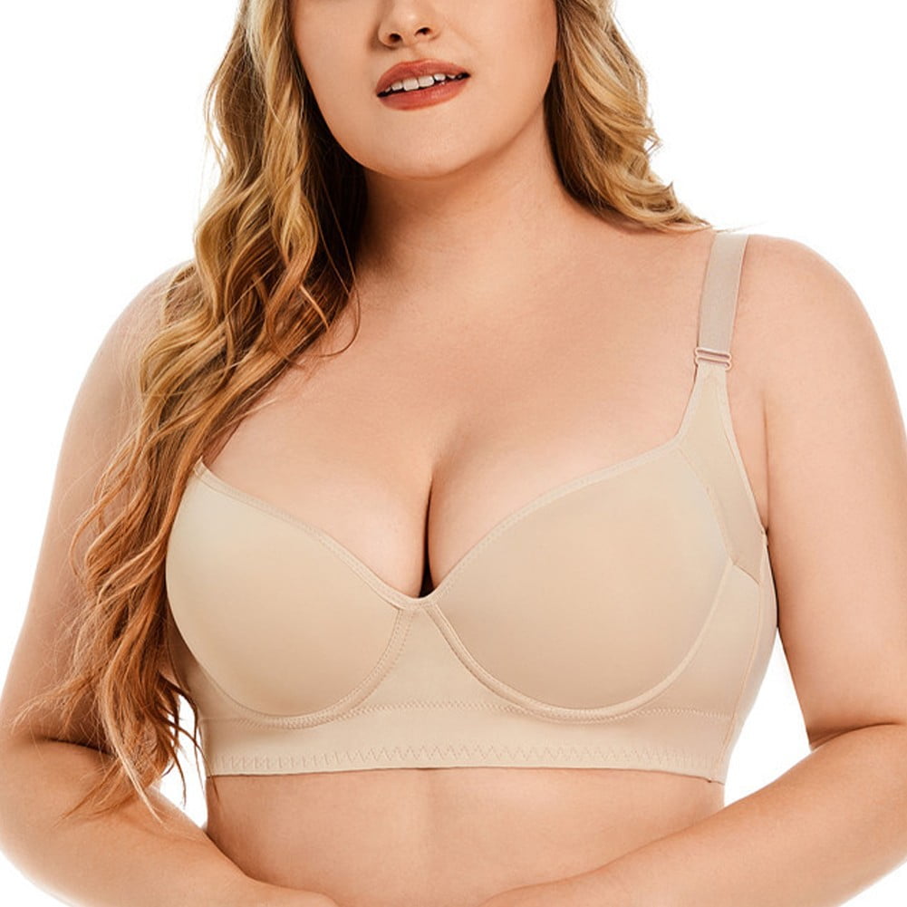 ​Women Underwire Push Up Bra Full Coverage Smooth Plus Size Bra Hides Back  Fat
