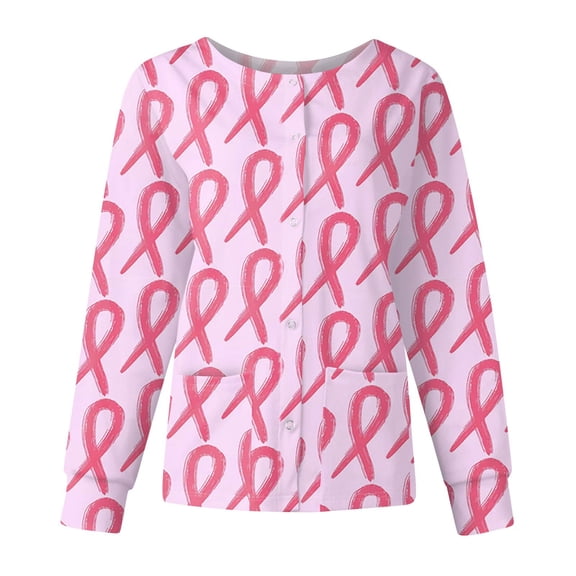 Women Uniforms Cute Pattern Nursing Workwear Pocket Working Stand-Up Collar Single-Breasted Protective Overalls Jacket Top Bi Vermilion 3Xl