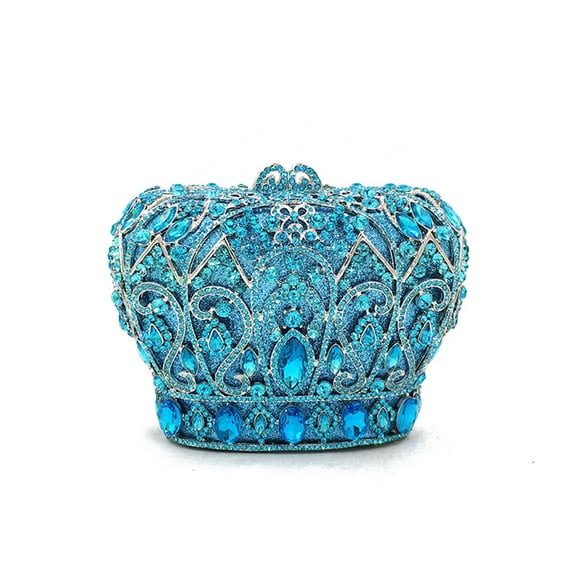 Women Unique Crown Rhinestone Evening Purse Diamond Crystal Clutch Bag for Prom Cocktail