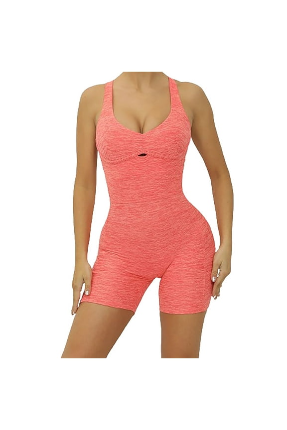Women Unitard Gym Jumpsuit Bodycon Playsuits Overall Workout All In One Jumpsuit Going Out Short Romper Leotard Sleeveless Top Stretch Backless Bodysuit