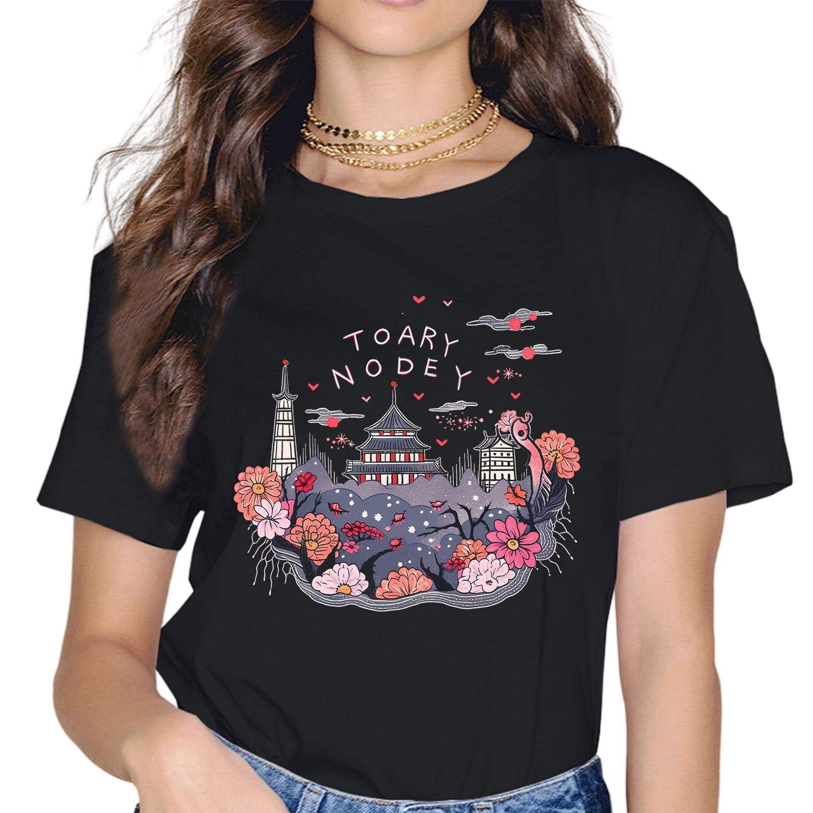 Urban Backwoods Maglietta Donna Tokyo Skyline - T-Shirt Ragazza In Cotone, Regular Fit, Donna - 4