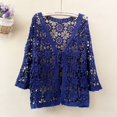 thumbnail image 1 of Women V Neck 3/4 Sleeve Crochet Lace Shirt Jacket Tie Front Cardigan Womens Sweater Duster Long Trench Cardigan for Women Cardigans for Women Fall Women Sweaters for Fall And Winter Cardigan Sweaters, 1 of 3