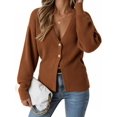 thumbnail image 1 of Women V‑Neck Button Front Knit Cardigan Long Sleeve Fitted Sweater Coat, 1 of 5