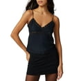thumbnail image 1 of Women V Neck Crop Cami Tops Sleeveless Lace Trim Embroidery Spaghetti Strap Tank Tops, 1 of 5