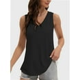 thumbnail image 1 of Women V Neck Curved Hem Tank Tops Summer Casual Sleeveless Loose Fit Tunic Tops, 1 of 4