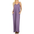 thumbnail image 1 of Women V-Neck Draped Jersey Beach Summer Cami Long Maxi Dress with Side Pockets (Lilac Grey, 3X), 1 of 4