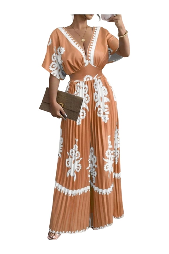 Women V-Neck, High Waisted Wide Leg Design Jumpsuits for All Occasions