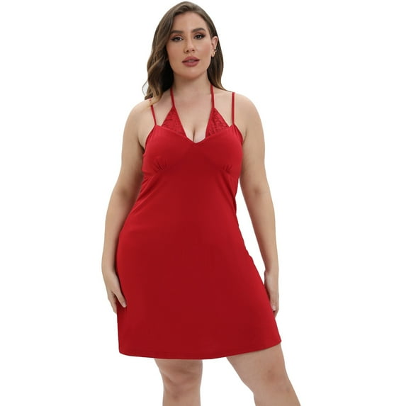 Women V-Neck Lingerie Sleepwear Slip Nightgown Dress S-XXL