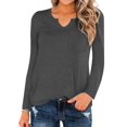 thumbnail image 1 of Women V Neck Long Sleeve Front Pocket T-Shirt, 1 of 4