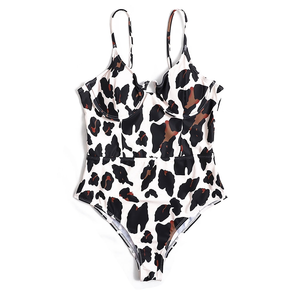 Women V Neck One Piece Swimsuits Tummy Control Swimwear Halter Bathing