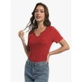 thumbnail image 1 of Women's Short Sleeve V-Neck Ribbed Knit T-Shirt - Fitted Basic Top, 1 of 6