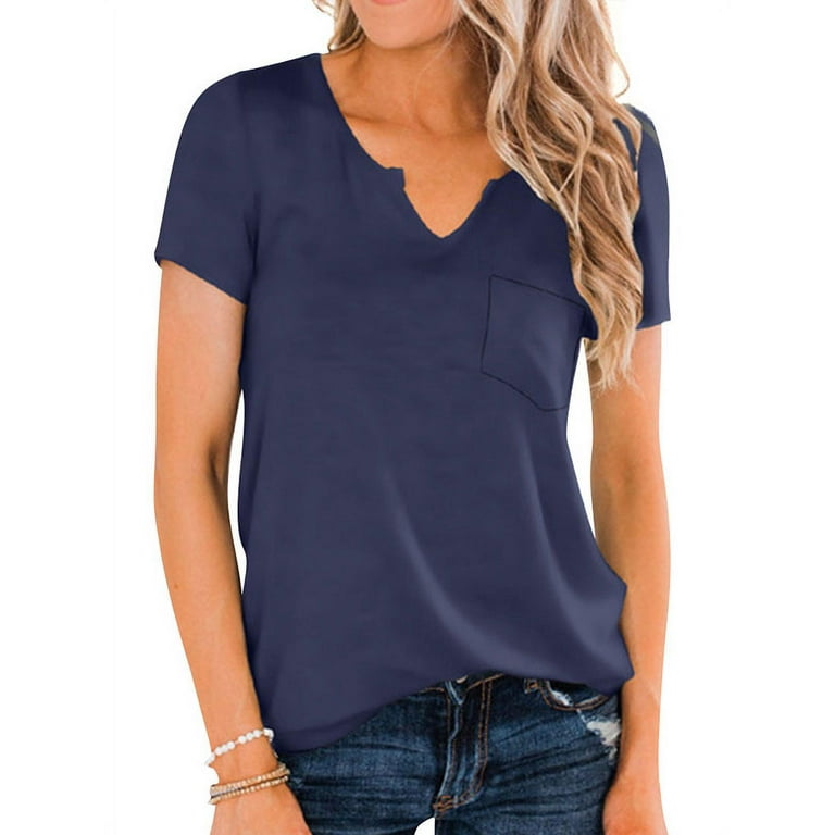 Womens navy blue v neck hot sale t shirt