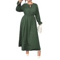 thumbnail image 1 of Women V Neck Short Sleeve Tied Elegant Casual Daily Dress Green 4XL, 1 of 8