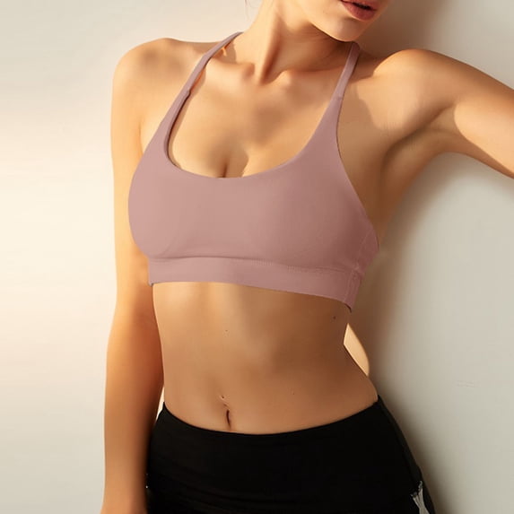 Women V Neck Sports Bras CrissCross Strappy Wirefree Padded Low Yoga Gym Bra Workout Crop Tops Yoga Clothes for Women Bra of Top Supportive Seamless Bra Womens Workout Items Comfort Yoga Running Bra