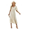 thumbnail image 1 of Women V Neck Summer Dress Ruffle Sleeves Dot Boho Flowy Beach Long Maxi Cocktail Dresses XL, 1 of 10