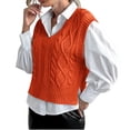 thumbnail image 1 of Women V Neck Sweater Vest Sleeveless Knit Solid Casual Ribbed Preppy Pullover Tops, 1 of 5