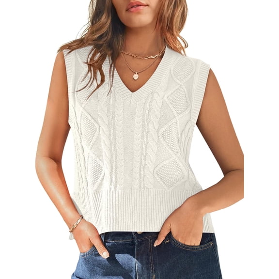 Women V Neck Sweater Vest Sleeveless Knit Solid Casual Ribbed Preppy Pullover Tops