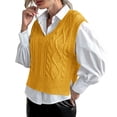 thumbnail image 1 of Women V Neck Sweater Vest Sleeveless Knit Solid Casual Ribbed Preppy Pullover Tops, 1 of 5