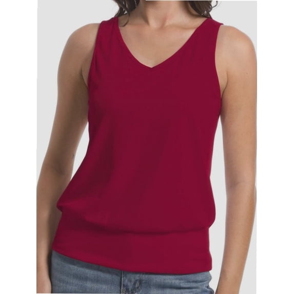 Women V Neck Tank Tops Summer Sleeveless Casual Tops Loose Fit Banded Bottom Shirts