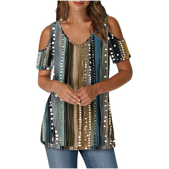 Women V Neck Tee Shirts Cold Shoulder T Shirts Solid Color Tunic Plus Size Lightweight Blouse Women