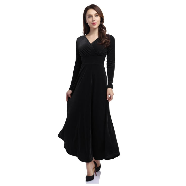 O-Neck Velvet Pleated Maxi Dress O-Neck Velvet Pleated Maxi Dress
