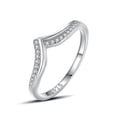 thumbnail image 1 of Women V Shaped Ring Asymmetrical Design Diamond Index Finger Ring Stackable Silver Adjustable Timeless Jewelry, 1 of 4