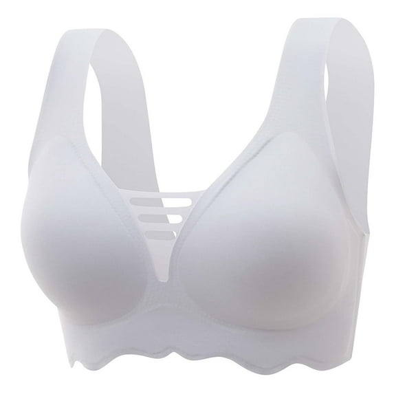 Women V Wireless Bra, Seamless No-Bulge Shapewear Solid Color Soft Bra, Pullover Workout Gym Bralette with No-Roll Underband and No-Dig Straps