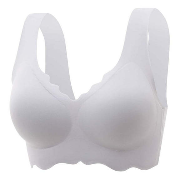 Women V Wireless Bra, Seamless No-Bulge Shapewear Solid Color Soft Bra, Pullover Workout Gym Bralette with No-Roll Underband and No-Dig Straps