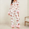 thumbnail image 1 of Women Valentine Heart Print Pajamas Set Satin Trim Long Sleeve Shirt Pants Loungewear Sleepwear, 1 of 4