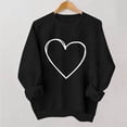 thumbnail image 1 of Women Valentine Sweatshirt Long Sleeve Crew Neck Love Heart Graphic Pullover Tops Casual Loose Shirt Style B-1 Black XS, 1 of 6