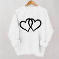 thumbnail image 1 of Women Valentine Sweatshirt Long Sleeve Crew Neck Love Heart Graphic Pullover Tops Casual Loose Shirt Style B-4 White XS, 1 of 5