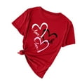 thumbnail image 1 of Women Valentine's Day Love Printed Solid Color Top Short Sleeve T-Shirt, 1 of 3