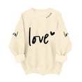 thumbnail image 1 of Women Valentine's Day Sweatshirt Love Heart Graphic Pullover Round Neck Long Sleeve Shirts Valentines Gifts Lover Loose Fit Tops Outfit Clothes, 1 of 5